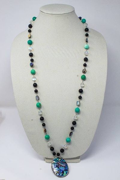 Alternate image for Abalone and Blue Peruvian Opal Statement Necklace