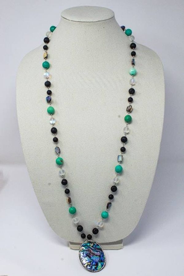 Alternate image for Abalone and Blue Peruvian Opal Statement Necklace