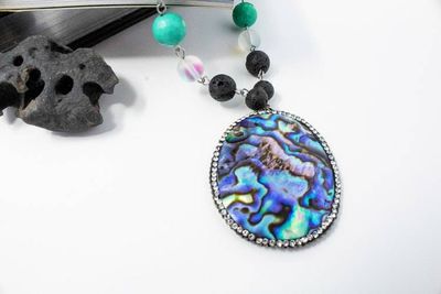 Alternate image for Abalone and Blue Peruvian Opal Statement Necklace