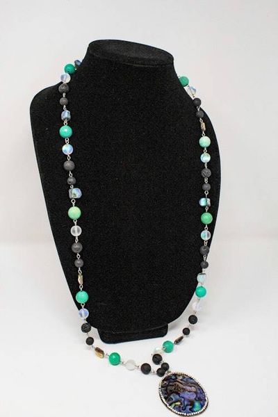 Alternate image for Abalone and Blue Peruvian Opal Statement Necklace