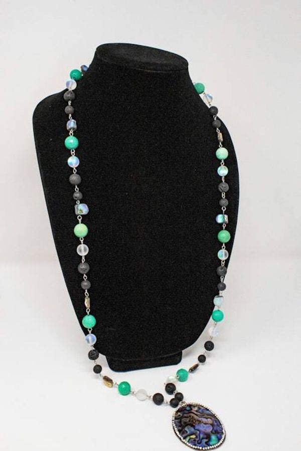 Alternate image for Abalone and Blue Peruvian Opal Statement Necklace