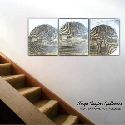 Alternate image for Revolution – Original 48 x 20 3-Panel Triptych 3D Heavy Textured Metallic Bronze Gold Abstract Wall Sculpture by Skye Taylor