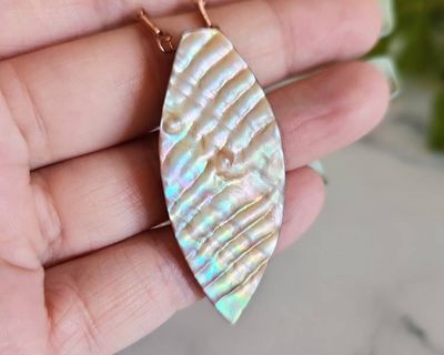 Alternate image for Mother of Pearl Leaf Necklace in Sterling Silver or Copper