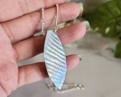 Alternate image for Mother of Pearl Leaf Necklace in Sterling Silver or Copper