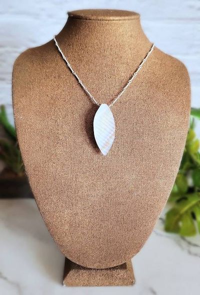 Alternate image for Mother of Pearl Leaf Necklace in Sterling Silver or Copper