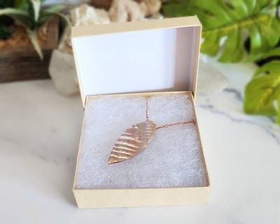 Alternate image for Mother of Pearl Leaf Necklace in Sterling Silver or Copper