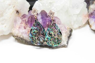 Primary image for Carved Floral Abalone Earrings