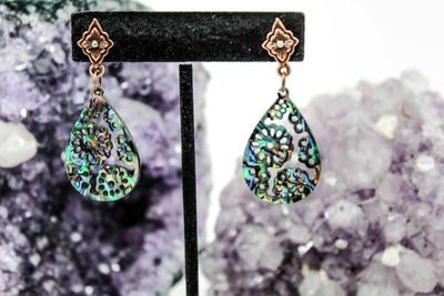 Alternate image for Carved Floral Abalone Earrings