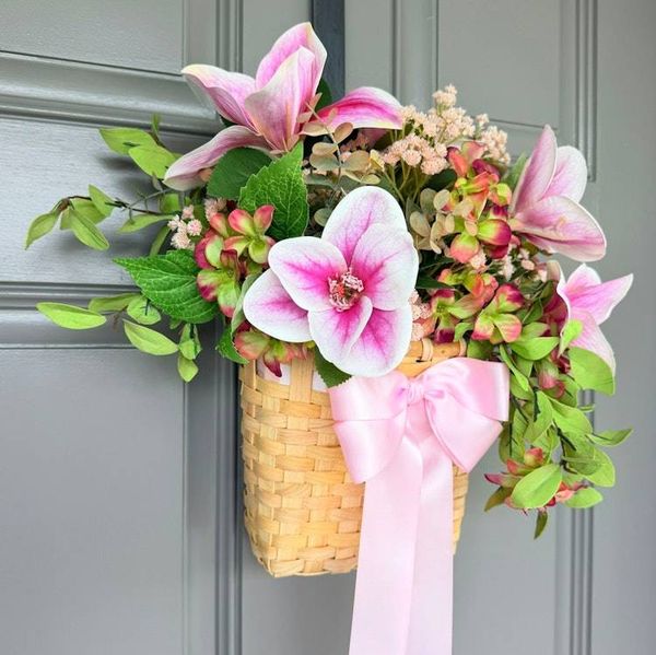 Alternate image for Pink Magnolia Door Hanging Basket Arrangement