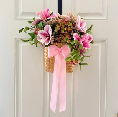 Alternate image for Pink Magnolia Door Hanging Basket Arrangement