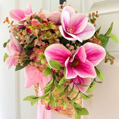 Alternate image for Pink Magnolia Door Hanging Basket Arrangement