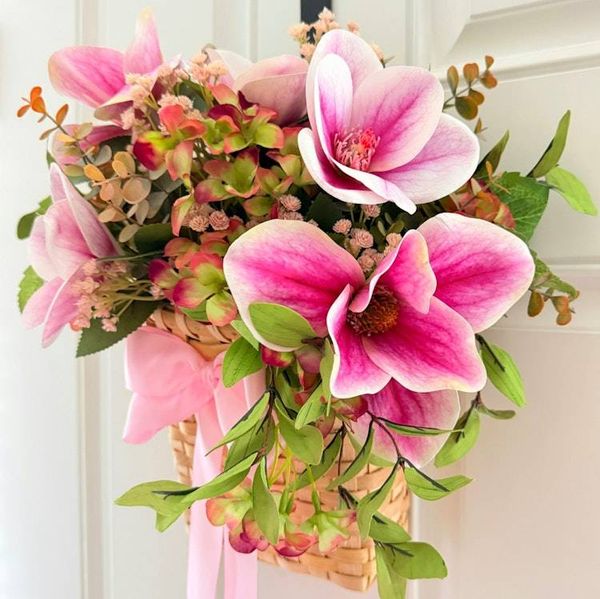 Alternate image for Pink Magnolia Door Hanging Basket Arrangement