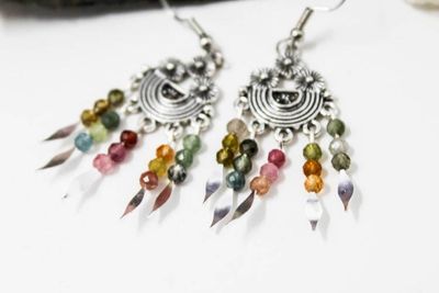Primary image for Boho Mini Gypsy Fringe Tourmaline Earrings