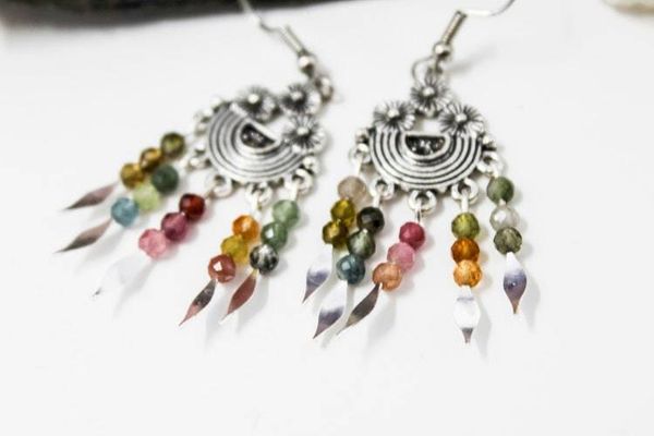Alternate image for Boho Mini Gypsy Fringe Tourmaline Earrings