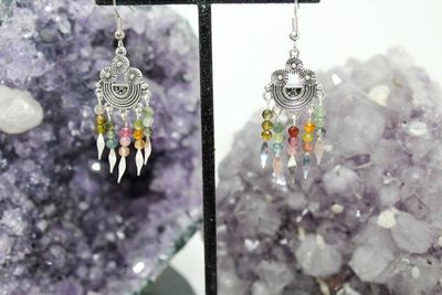 Alternate image for Boho Mini Gypsy Fringe Tourmaline Earrings
