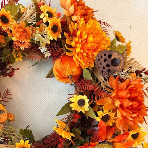 Alternate image for Fall Harvest Wreath – Autumn Pumpkin & Sunflower Front Door Wreath