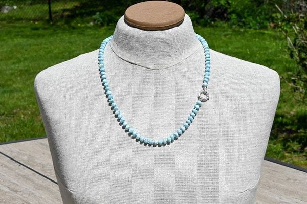 Alternate image for Hand Knotted Larimar Beaded Gemstone Necklace
