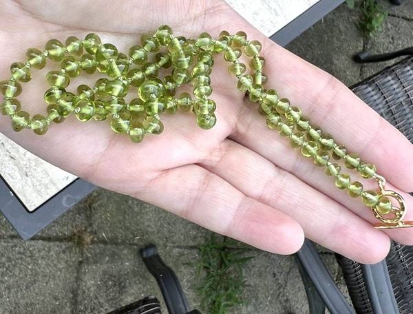Alternate image for Natural Peridot August Birthstone Hand Knotted Necklace