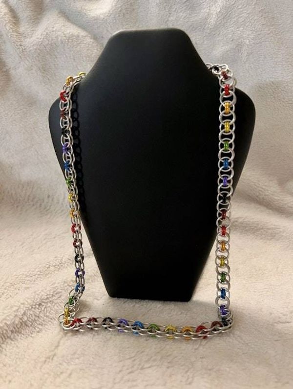 Alternate image for Rainbow Helm’s Weave Chainmail Necklace