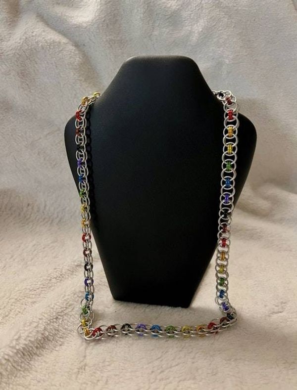 Alternate image for Rainbow Helm’s Weave Chainmail Necklace