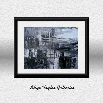Alternate image for Nightscape - Original Monochrome Abstract Acrylic Painting on Premium Watercolor Paper - 14 x 11 - Unframed - Free Shipping