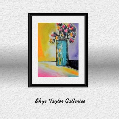 Alternate image for Les Fleurs - Original Modern Expressionist Floral Still Life Acrylic Painting on Premium Watercolor Paper - 11 x 14 - Unframed - Free Shipping