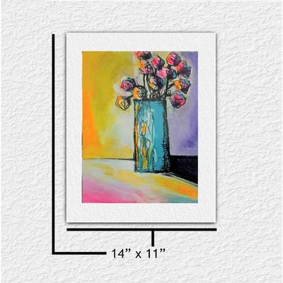 Alternate image for Les Fleurs - Original Modern Expressionist Floral Still Life Acrylic Painting on Premium Watercolor Paper - 11 x 14 - Unframed - Free Shipping