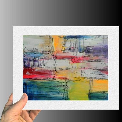 Alternate image for Rebirth - Original Colorful Abstract Expressionist Acrylic Painting on Premium Watercolor Paper - 14 x 11 - Unframed - Free Shipping