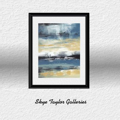 Alternate image for Summer by the Seaside - Original Coastal Abstract Acrylic Painting on Premium Watercolor Paper - 11 x 14 - Unframed - Free Shipping