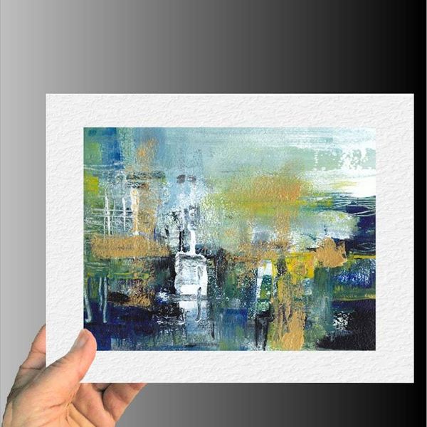 Alternate image for City of Gold - Original Abstract Metallic Acrylic Painting on Premium Watercolor Paper - 14 x 11 - Unframed - Free Shipping