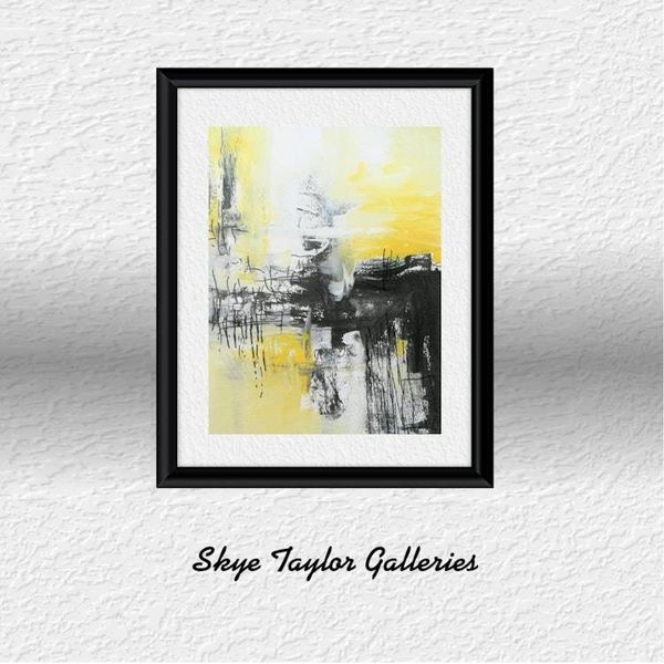Alternate image for Industrial Sunrise - Original Modern Abstract Acrylic Painting on Premium Watercolor Paper - 11 x 14 - Unframed - Free Shipping