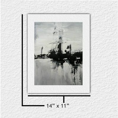 Alternate image for City Steel - Original Monochrome Abstract Acrylic Painting on Premium Watercolor Paper - 11 x 14 - Unframed - Free Shipping