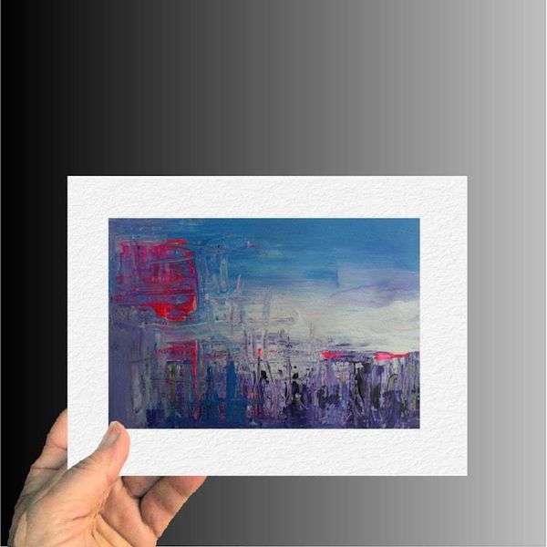 Alternate image for Monday Blues - Original Abstract Acrylic Painting on Premium Watercolor Paper - 12 x 9 - Unframed - Free Shipping