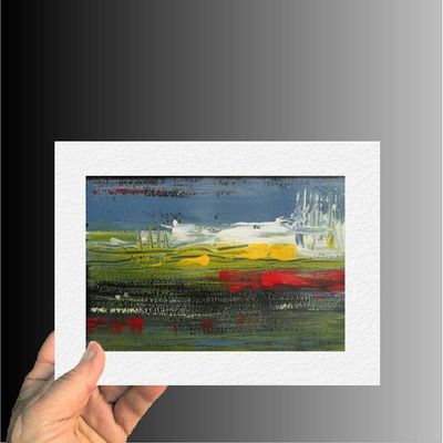 Alternate image for My Pond - Original Abstract Acrylic Painting on Premium Watercolor Paper - 12 x 9 - Unframed - Free Shipping