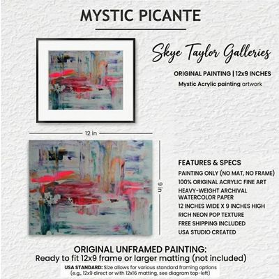Alternate image for Mystic Picante - Original Abstract Acrylic Painting on Premium Watercolor Paper - 12 x 9 - Unframed - No Mat - Free Shipping