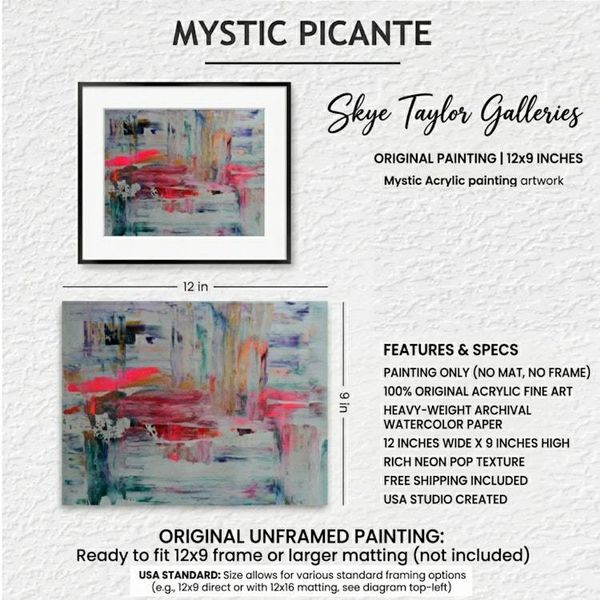 Alternate image for Mystic Picante - Original Abstract Acrylic Painting on Premium Watercolor Paper - 12 x 9 - Unframed - No Mat - Free Shipping