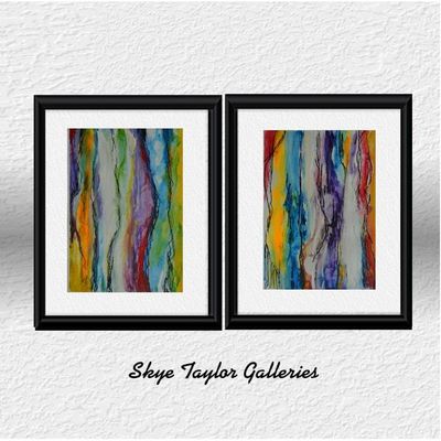 Primary image for RAINBOW MYSTERY - Set of 2 Original Abstract Acrylic Paintings on Premium Watercolor Paper - 9 x 12 (each) - Unframed - No Mat Needed - Free Shipping