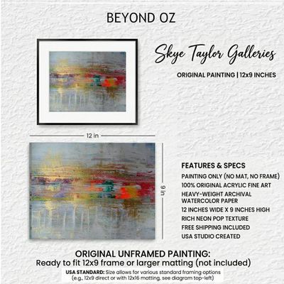 Alternate image for Beyond Oz - Original Abstract Acrylic Painting on Premium Watercolor Paper - 12 x 9 - Unframed - No Mat Needed - Free Shipping