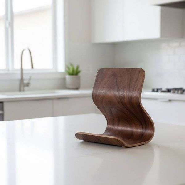 Alternate image for Handcrafted Bent Plywood Tablet Stand with Ergonomic Curved Design