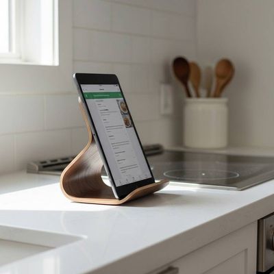 Alternate image for Handcrafted Bent Plywood Tablet Stand with Ergonomic Curved Design