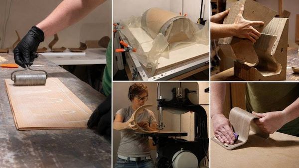 Alternate image for Handcrafted Bent Plywood Tablet Stand with Ergonomic Curved Design
