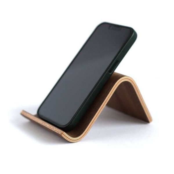 Alternate image for Handcrafted Bent Plywood Phone Stand with Natural Wood Grain