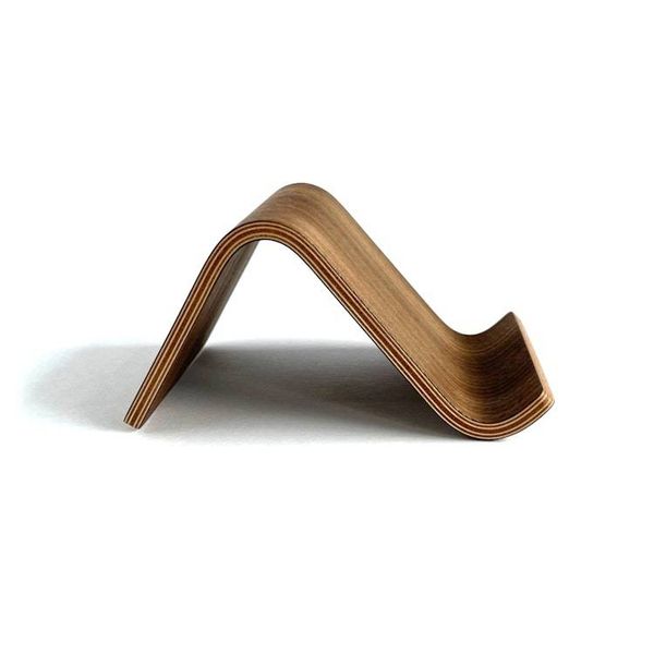 Alternate image for Handcrafted Bent Plywood Phone Stand with Natural Wood Grain
