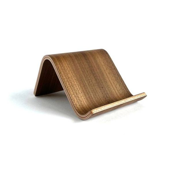 Alternate image for Handcrafted Bent Plywood Phone Stand with Natural Wood Grain