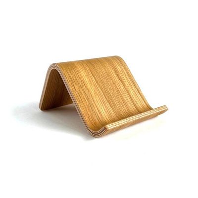 Alternate image for Handcrafted Bent Plywood Phone Stand with Natural Wood Grain