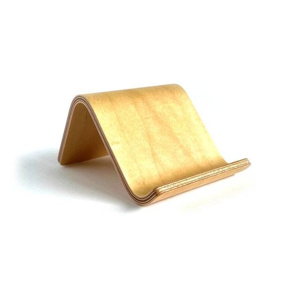 Alternate image for Handcrafted Bent Plywood Phone Stand with Natural Wood Grain