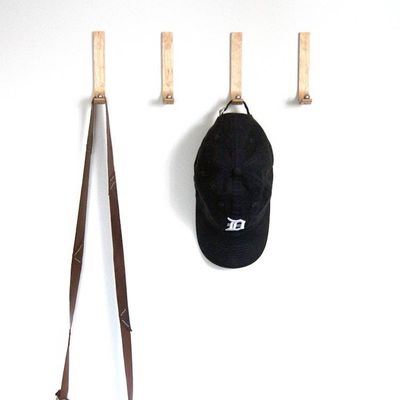 Alternate image for Handcrafted Curved Wood Wall Hook with Brass or Nickel Detail