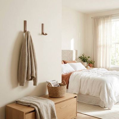 Alternate image for Handcrafted Curved Wood Wall Hook with Brass or Nickel Detail