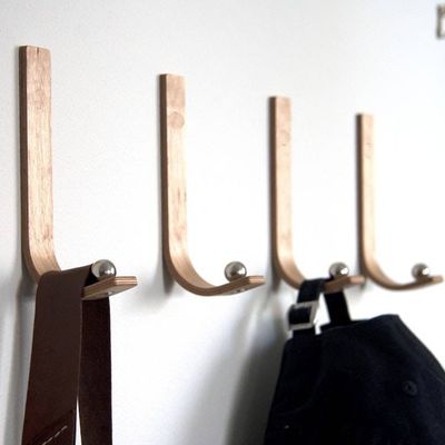 Alternate image for Handcrafted Curved Wood Wall Hook with Brass or Nickel Detail