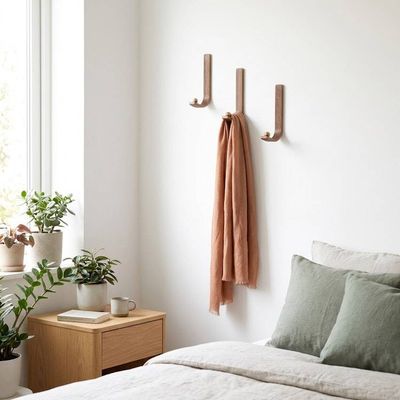 Alternate image for Handcrafted Curved Wood Wall Hook with Brass or Nickel Detail